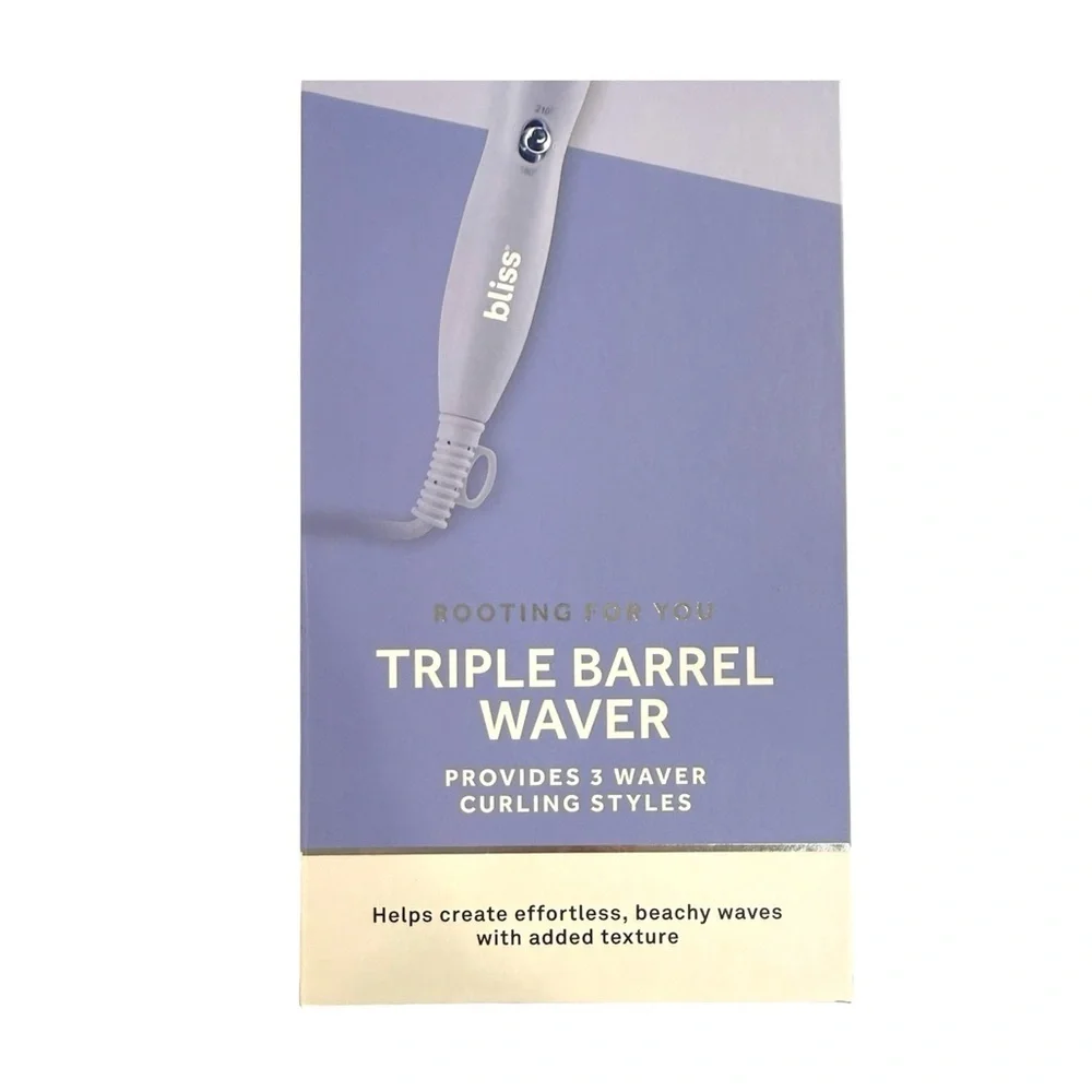 Bliss Triple Barrel Hair Waver 3 Barrel Curling Iron Beach Waves New in Box